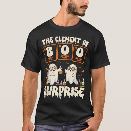 T-shirt La science d'Halloween Fantôme Professeur L'élémen (Devant)
