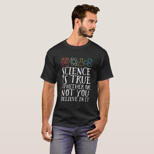 T-shirt La science drôle est un vrai Geek et scientifique (Devant entier)
