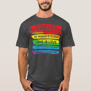 T-shirt La science est une vraie vie noire Rainbow LGBT