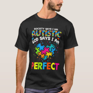 T-shirt La Société Cute Heart Autism dit que Dieu autiste