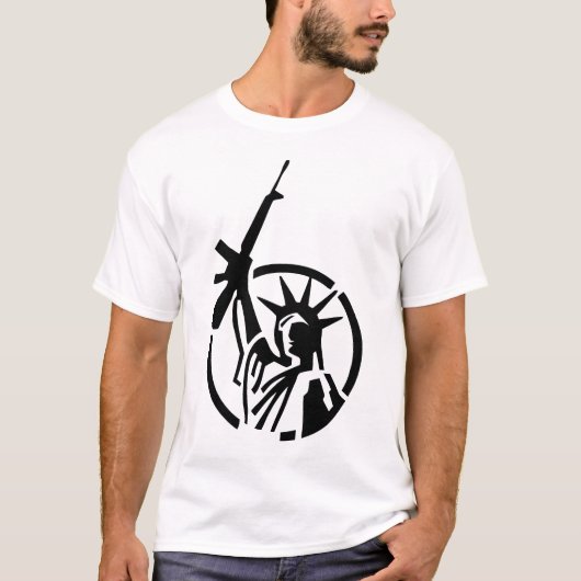 T-shirt La statue de la liberté tenant un AR-15 se lèvent (Devant)