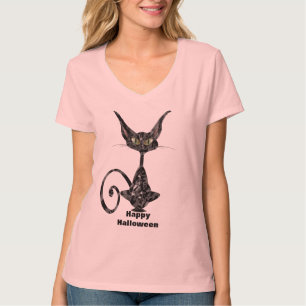 T-shirt La superbe robe de chat noir en rose