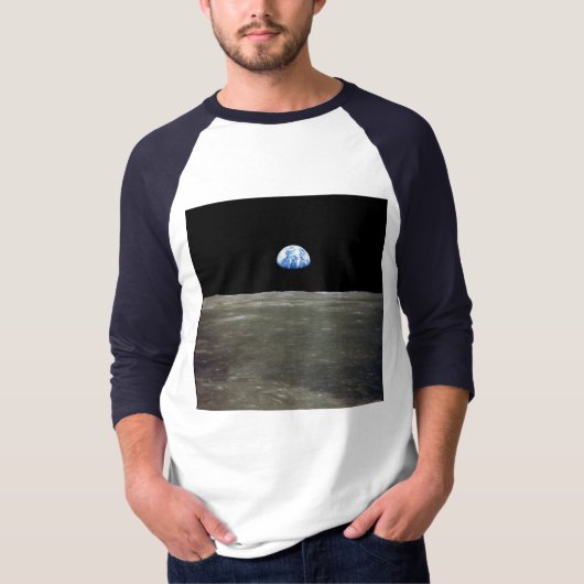 T-shirt La Terre de Lune dans l'espace noir (Devant)