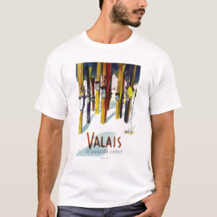 T-shirt La terre du soleil - skis se tenant dans la neige