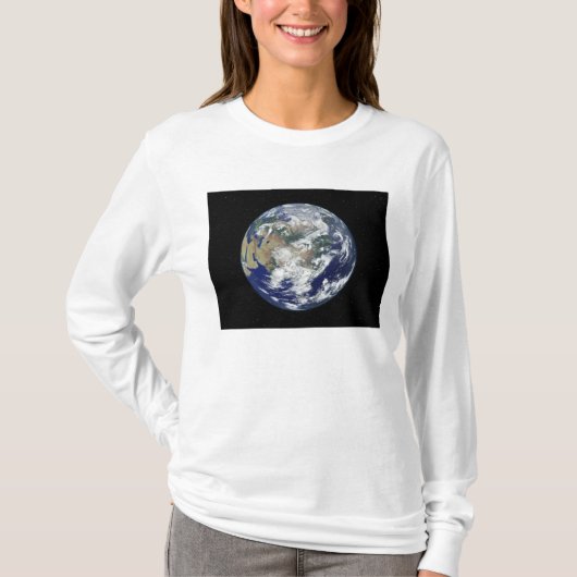 T-shirt La Terre entièrement éclairée centrée sur l'Asie (Devant)