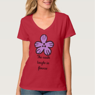 T-shirt La Terre rit en fleurs" Citation florale mignonne