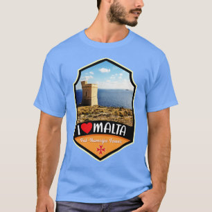 T-shirt La Tour Tal Hamrija De Malte Et L'Île Filfla
