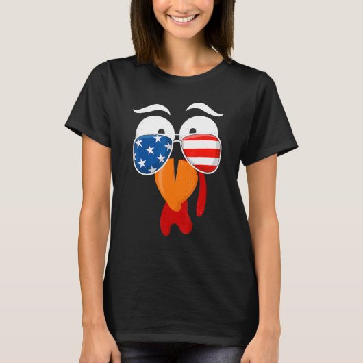 T-shirt La Turquie mignonne face Thanksgiving drapeau amér (Devant)