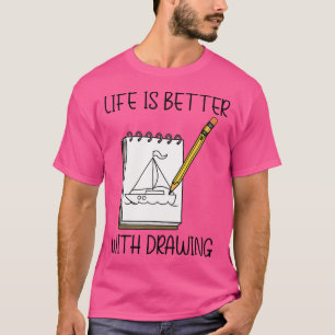 T-shirt La vie avec l'illustrateur de dessin en peinture