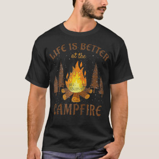 T-shirt La Vie Camping Est Meilleure Par Campfire Zip 