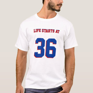 T-shirt La vie commence à 36 Humours amusants de 36e anni