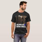 T-shirt La vie commence - la chemise foncée (Devant entier)