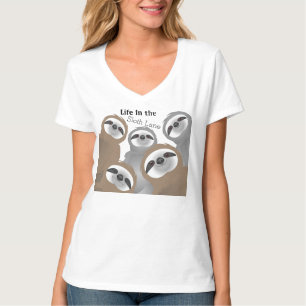 T-shirt La vie dans la Sloth Lane Joyeuses fentes Brown et