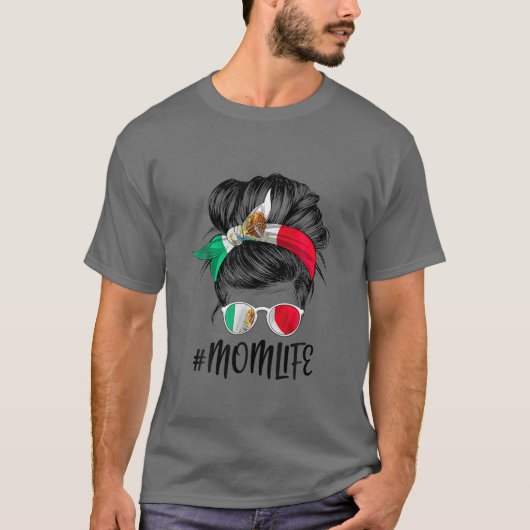 T-shirt La vie de maman Bun messagère Drapeau mexicain Fêt (Devant)