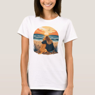 T-shirt La vie de maman Golden Retriever sur la plage au c