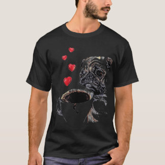 T-shirt La vie de Pug de café arrive Le café aide Amour Th