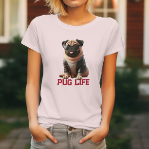 T-shirt La vie des Pug, un design mignon pour les amateurs
