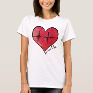 T-shirt La vie d'infirmière - Cœur aquarelle
