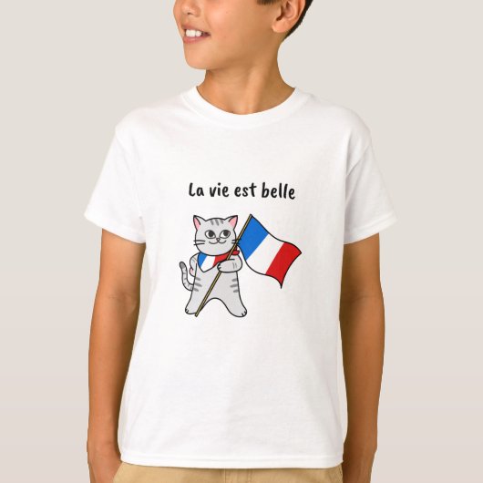 T-shirt La vie est belle chat français (Devant)