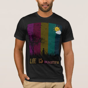 T-shirt La vie est belle Citation positive Ciel coloré Sil