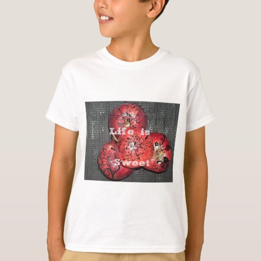 T-shirt La vie est douce : Apple et Floral Motif Design (Devant)