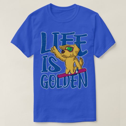 T-shirt La Vie Est Golden Retriever Chien Snowboard (Design devant)