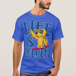 T-shirt La Vie Est Golden Retriever Chien Snowboard