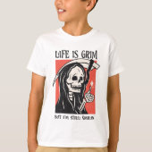 T-shirt La Vie Est Grave Drôle Grave Faucheuse Drôle Jeu S (Devant)