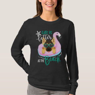 T-shirt La Vie Est Meilleure À La Plage Chien Berger Allem