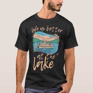 T-shirt La vie est meilleure au lac drôle capitaine de bat