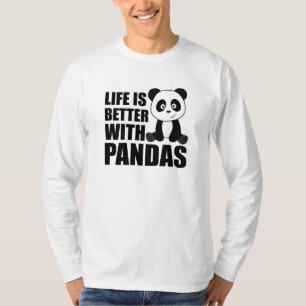 T-shirt La Vie Est Meilleure Avec Pandas Cute Panda Coloré
