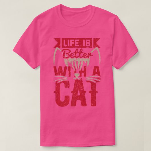 T-shirt La Vie Est Meilleure Avec Un Chat Funny Kitten Amo (Design devant)