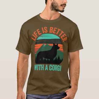 T-shirt La Vie Est Meilleure Avec Un Corgi Vintage Distres