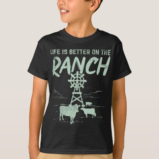 T-shirt La Vie Est Meilleure Dans Le Ranch (Devant)
