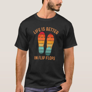 T-shirt La vie est meilleure en tongs, coucher de soleil d