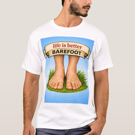 T-shirt La vie est meilleure pieds nus (Devant)