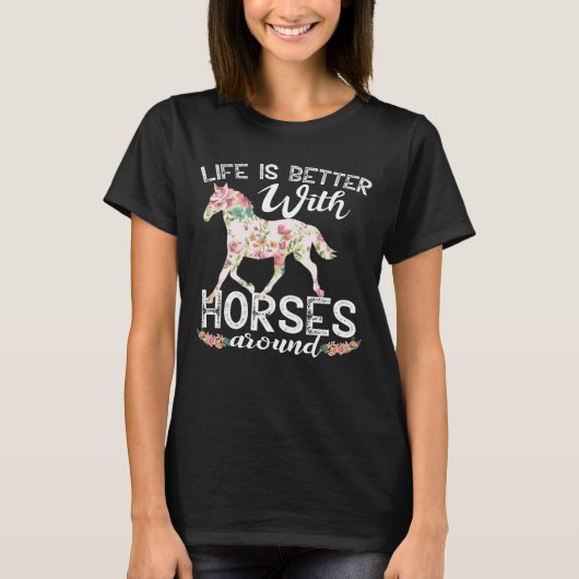 T-shirt La Vie Est Meilleure Pour Les Fermières À Cheval (Devant)