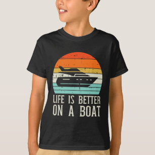 T-shirt La vie est meilleure sur le bateau Sunset Retro Ya