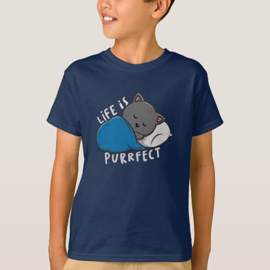 T-shirt La vie est parfaite - Chat couché (Devant)