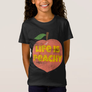T-Shirt La Vie Est Peaché Style Rétro Distressé Fruit Drôl