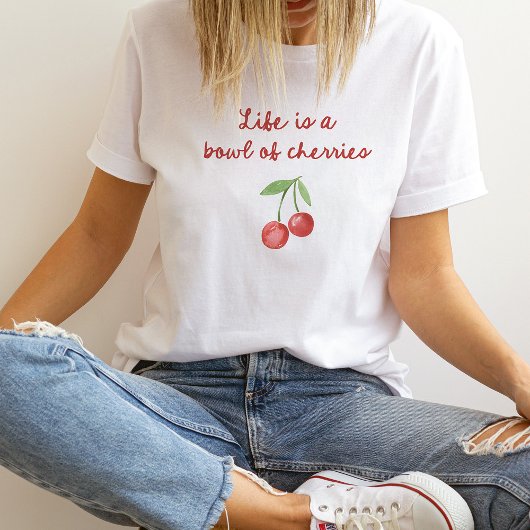 T-shirt La vie est un bol de cerises | Script rétro rouge