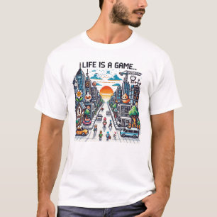 T-shirt La Vie Est Un Jeu. #Part2 (8bit) (maillot de joueu