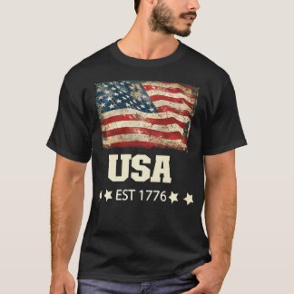 T-shirt La Vie Est Vraiment Bon Distressed Usa Drapeau 4 J