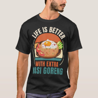 T-shirt La Vie Rétro Est Meilleure Avec De La Nourriture N