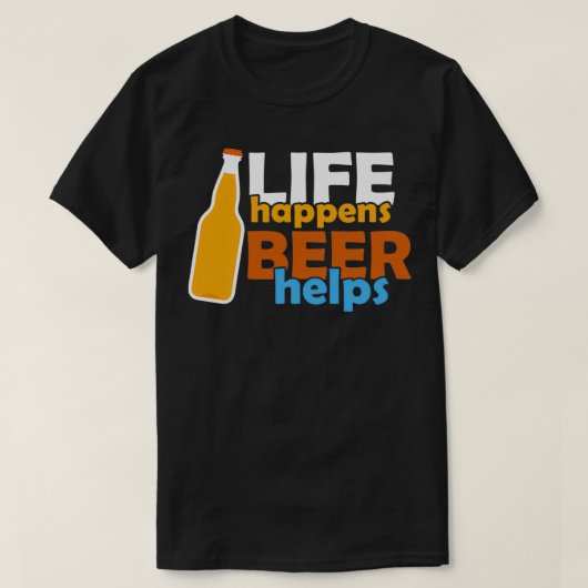 T-shirt La vie se passe Bière aide (Design devant)