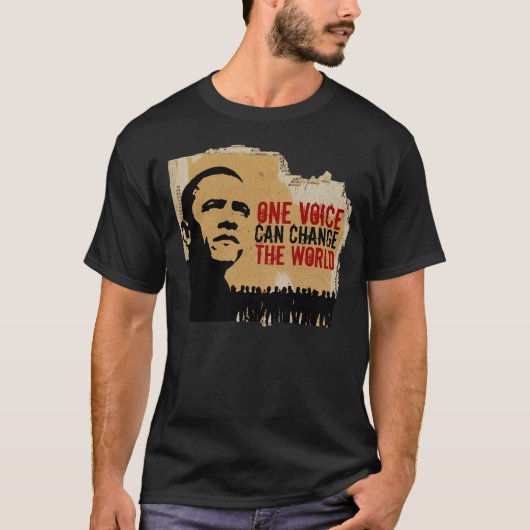 T-SHIRT LA VOIX DE BARACK OBAMA-ONE PEUT CHANGER LE MONDE (Devant)