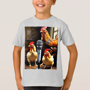 T-shirt La volaille en session – Des poules avec micro et