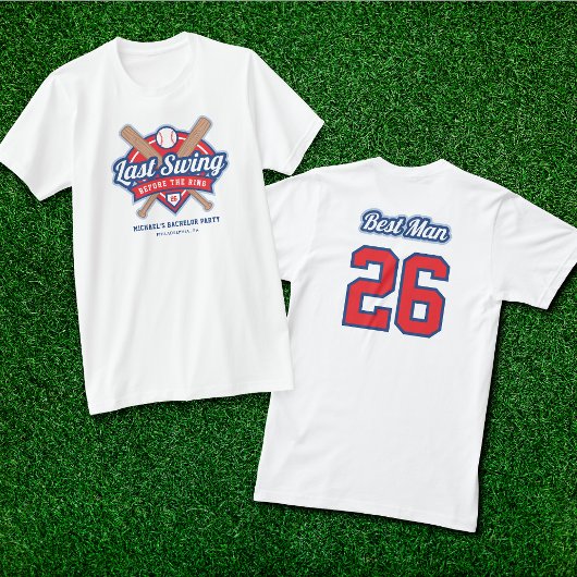 T-shirt 'Laatste Swing Honkbal Bachelor Best Man'