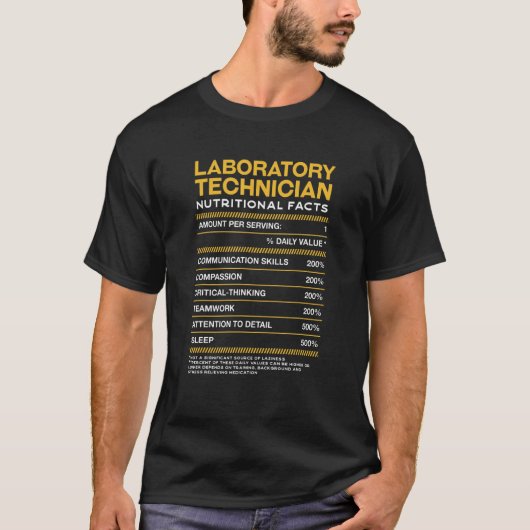 T-shirt Laboratory Technician Nutrition Facts Lab Technici (Devant)