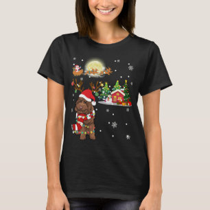 T-shirt Labradoodé Chien Light Noël Arbre de rennes Noël N